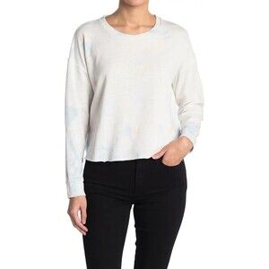 SPLENDID Women's Pullover Sweatshirt In White Blue Orange Tie Dye Size L $130